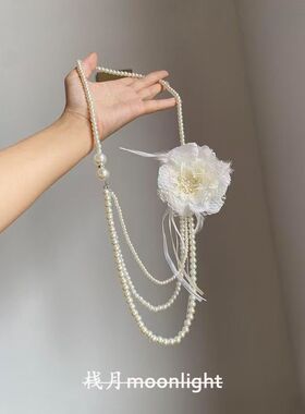 【纯白茉莉】法式复古蕾丝花朵多层项链宫廷风时尚精致礼裙锁骨链