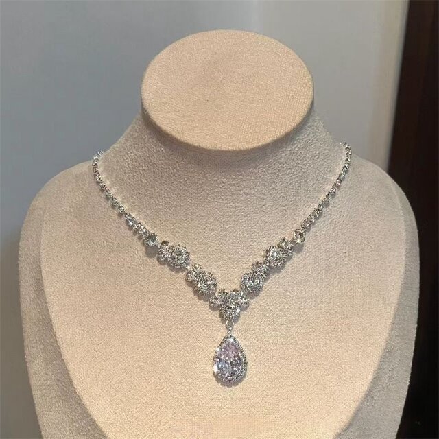 BaroqueMemories-Baroque memories French flash diamond multi-layer pearl necklace clavicle chain silver retro
