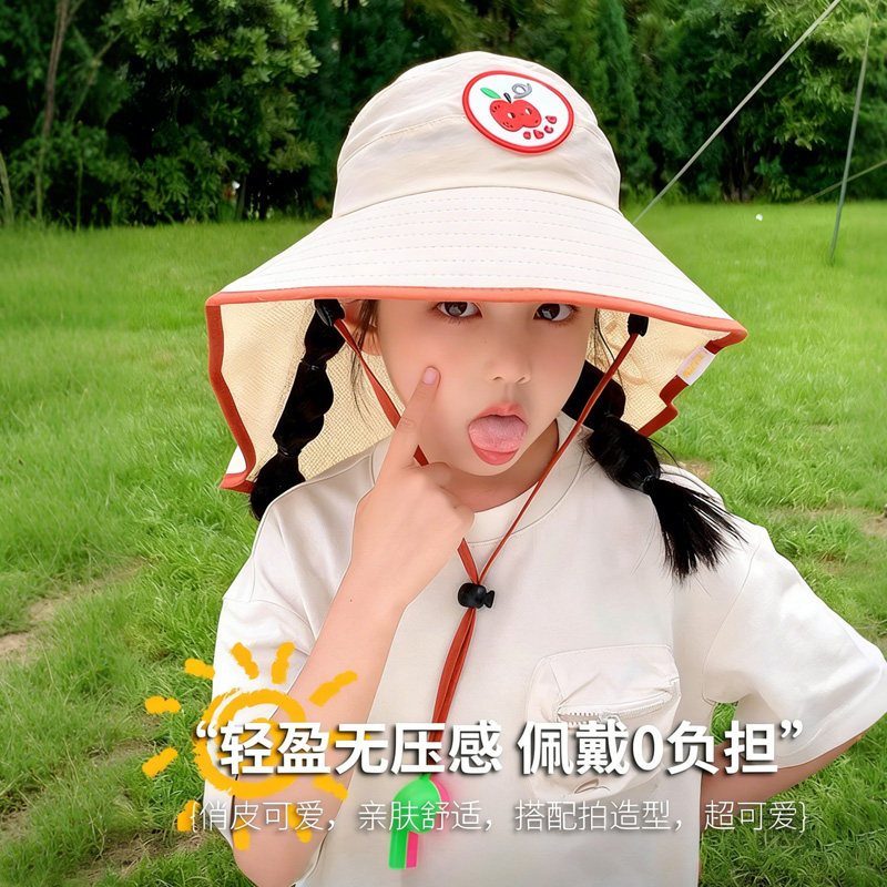 俞兆林儿童防晒帽夏季防紫外线宝宝遮阳帽男女童空顶太阳帽大帽檐 男大实拍商品图