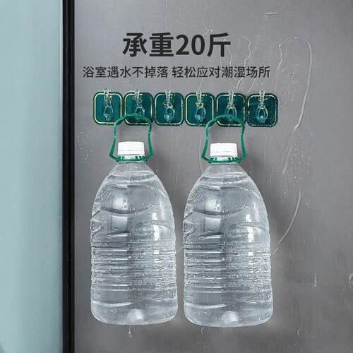 六连排挂钩免打孔衣帽钩门后强力粘钩无痕粘钩厨房浴室挂钩架承重 - 图2