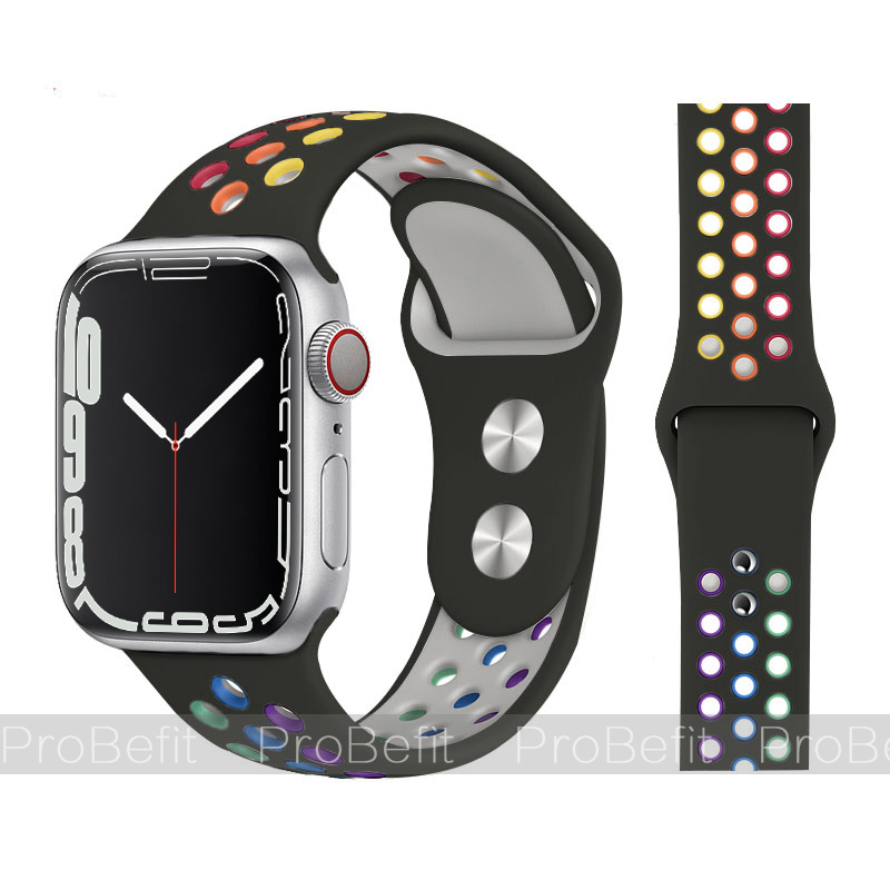 适用applewatch9表带s8苹果iwatch7手表s7高级s665个性4硅胶se女45mm男款44ultra透气s云杉数码加长智能夏日 - 图3