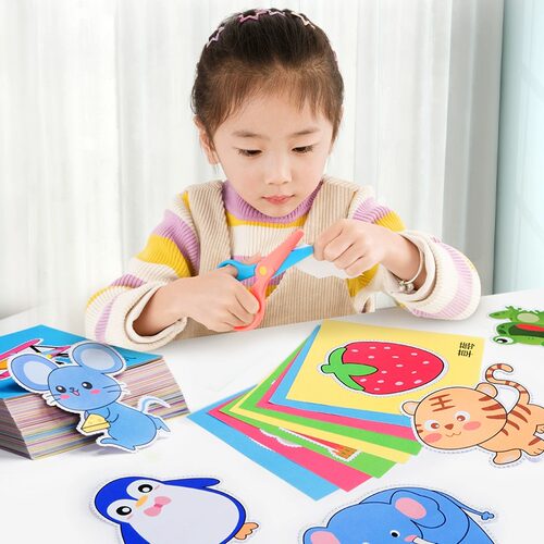 剪纸儿童手工幼儿园3岁2宝宝趣味益智玩具专注力训练折纸套装剪刀 - 图1