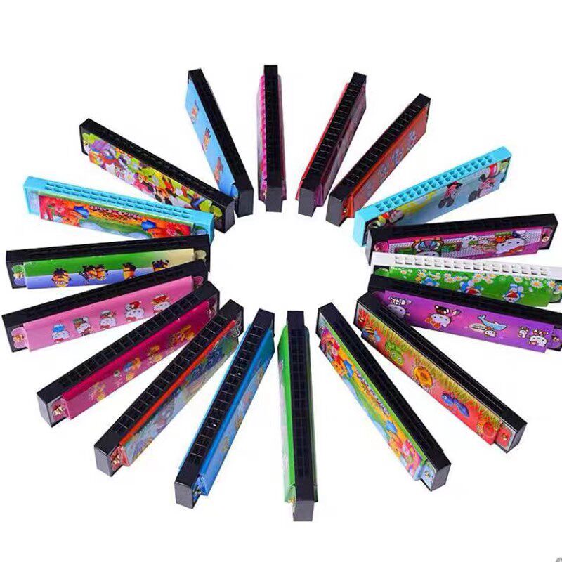 儿童卡通图案16孔双排口琴