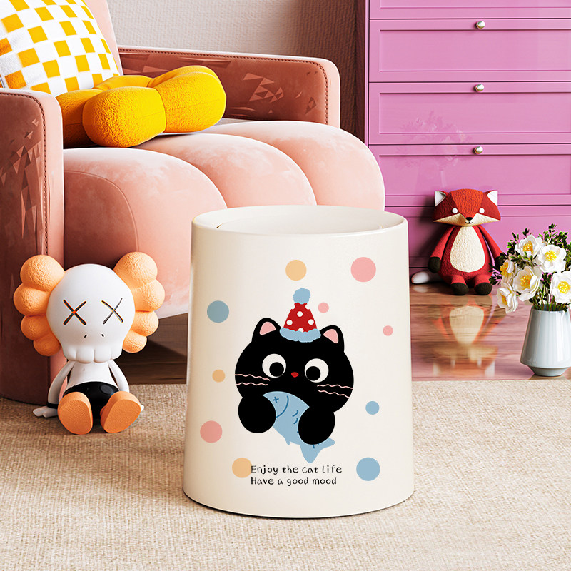 多巴胺猫咪垃圾桶家用2024新款大号大容量厨房卫生间垃圾收纳纸篓,淘宝优惠券,粉丝福利购,淘宝优惠卷