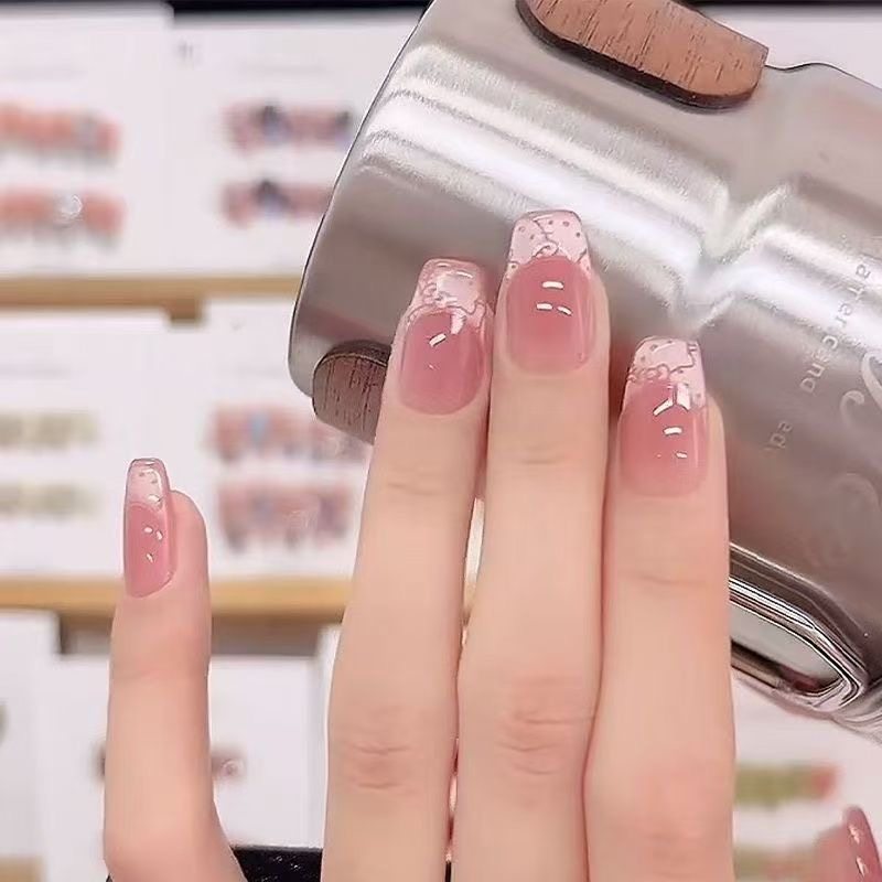 穿戴甲中长款短款kitty法式少女可爱美甲贴红色波点粉色椭圆猫咪,淘宝优惠券,粉丝福利购,淘宝优惠卷