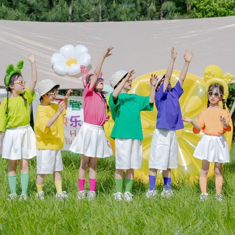 六一儿童啦啦队演出服幼儿园毕业照舞蹈合唱定制班服小学生表演服 - 图1