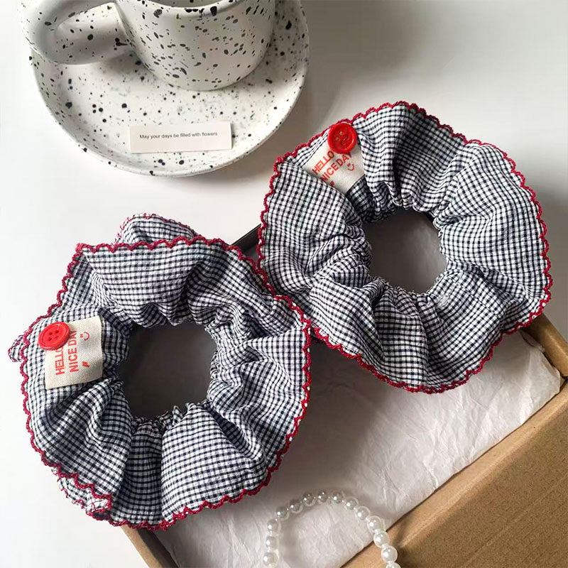 韩系双层小格子大肠发圈女气质扎头发丸子头发绳侧低马尾头绳发饰,淘宝优惠券,粉丝福利购,淘宝优惠卷