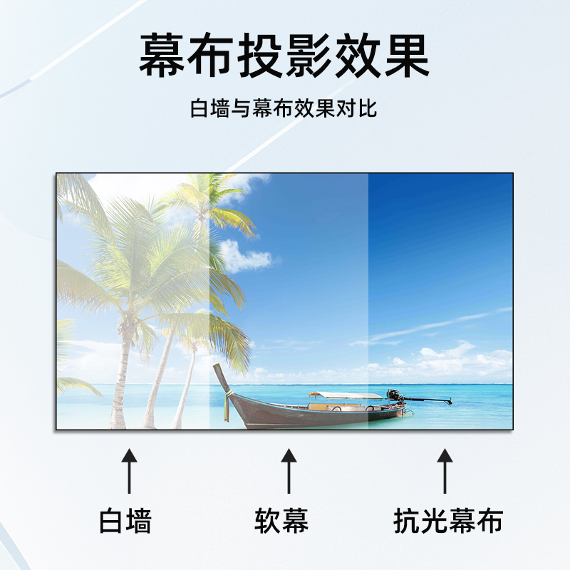 投影幕布白栅光学抗光幕家用高清简易壁挂84英寸100英寸120英寸免打孔可折叠便携卧室客厅贴墙户外投影机布幕