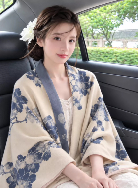 国风高级感披肩外搭女2026新款秋季办公室仿羊绒毛毯保暖围巾斗篷