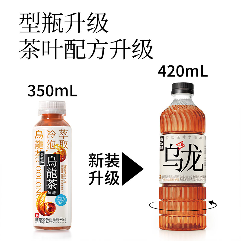 泰新鲜无糖乌龙茶茶味饮料原茶香郁冷泡萃取无菌冷灌420ml*6瓶 - 图1
