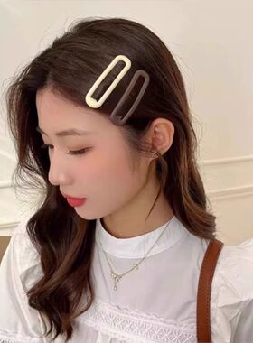 少女心碎发BB夹刘海夹女发夹新款莫兰迪色系边夹发卡发饰水滴方形