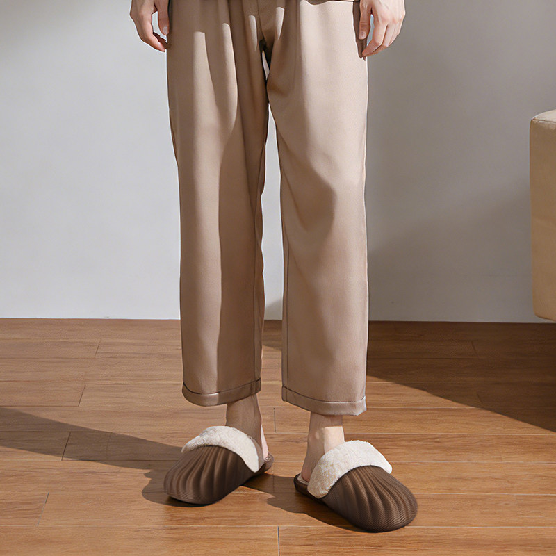 厚底居家棉拖鞋男可拆洗内胆毛绒加绒加厚可机洗防水棉拖鞋女防滑