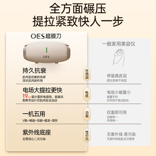OES超膜刀V脸肌肉抗衰老提拉紧致固发家用美容仪深层嫩肤神器礼物 - 图1