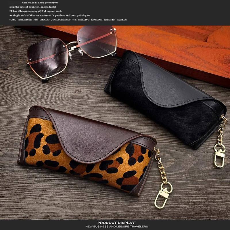 新款男女士防压眼镜包豹纹马毛便携式眼镜收纳袋近视眼镜盒墨镜 - 图3