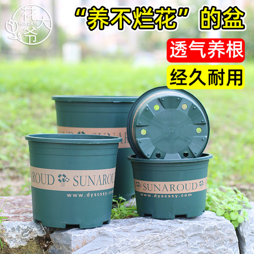 加仑盆花树脂圆形田园风塑料花盆绿植种植盆阳台多肉植物带托盘 - 图0
