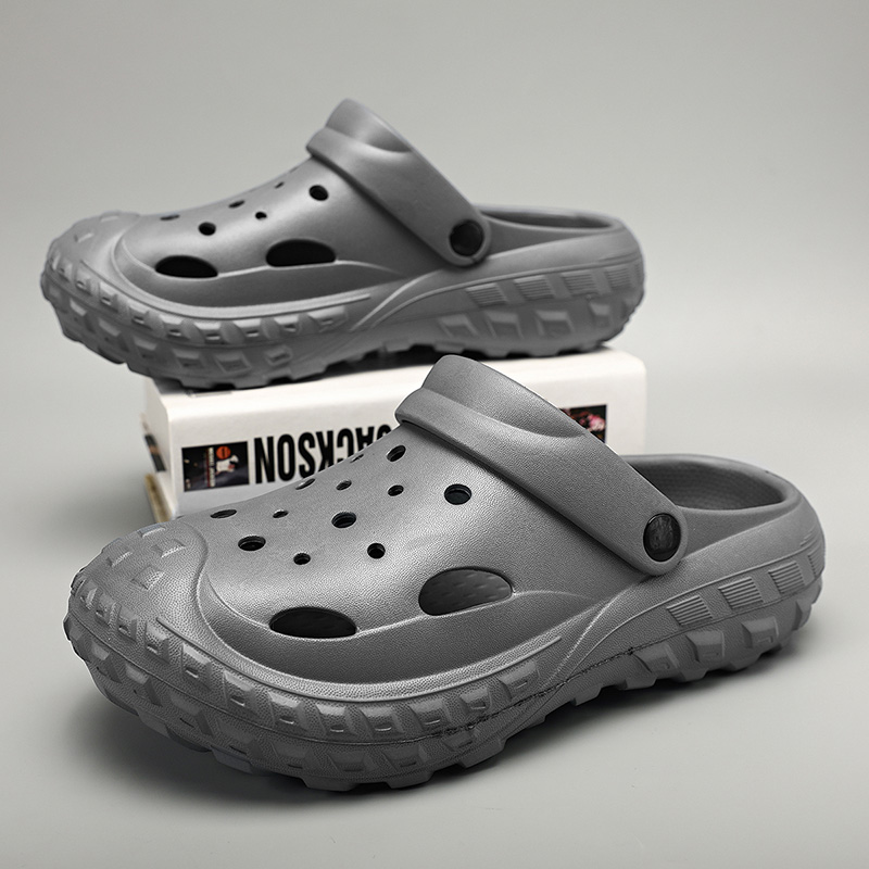 洞洞鞋男款外穿2025夏季新款踩屎感厚底防滑轮胎沙滩鞋男士凉拖鞋 - 图1
