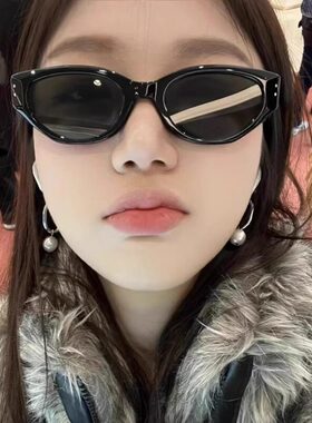 猫眼墨镜女高级感防紫外线gm新款Jennie复古带度数太阳镜近视圆脸