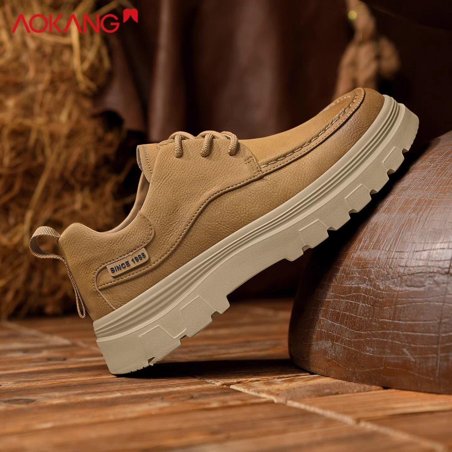 奥康休闲皮鞋男2025秋季新款增高低帮英伦风工装大头鞋子男鞋厚底,淘宝优惠券,粉丝福利购,淘宝优惠卷