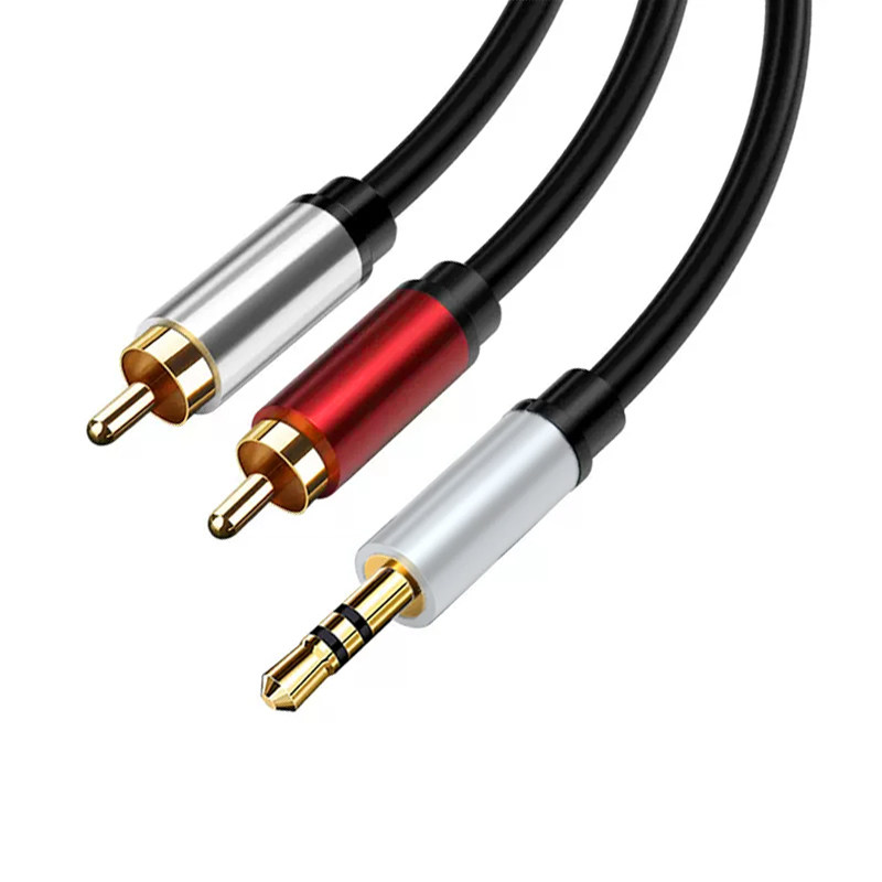 Audio cable one into two 3.5mm lotus head
