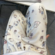 Sweet and cute girl thin printed pajama pants student straight home trousers for women's striped Mickey plaid