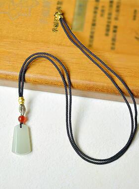 新款和田玉平安无事牌项链吊坠真玉石男女挂件白玉礼物送女友男友