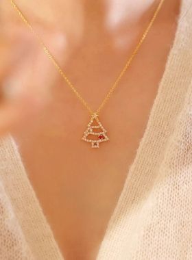 原创跨境圣诞项链女925纯银ins风高级感小众秋冬锁骨链欧美饰品