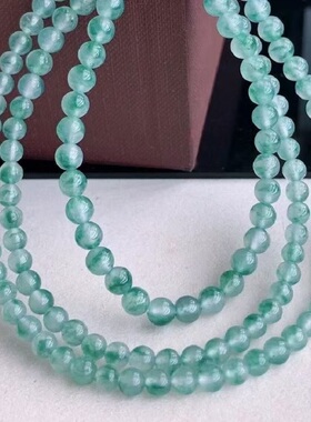 爆款危料仿翡翠冰种透飘绿转运圆珠子手链精选飘花散珠手串送礼