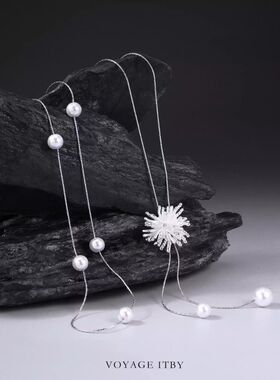 新年长款烟花项链仿珍珠款毛衣链