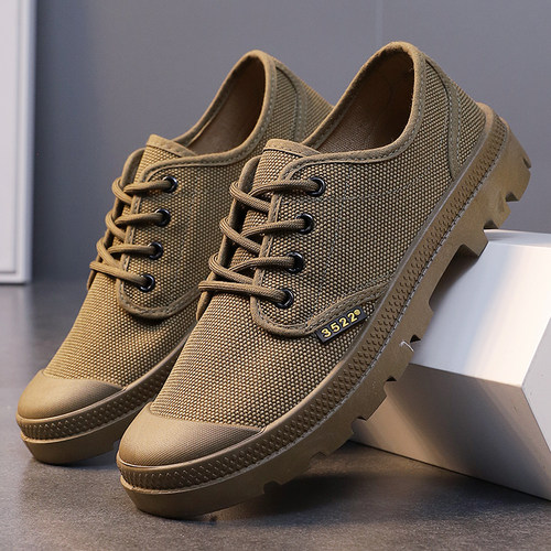 帆布鞋男低帮时尚新款户外登山鞋休闲运动防滑耐磨工地劳保工装鞋 - 图2