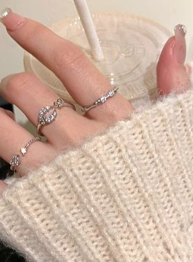 爱心月亮蝴蝶情侣戒指小众设计高级感简约百搭潮个性女开口可调节