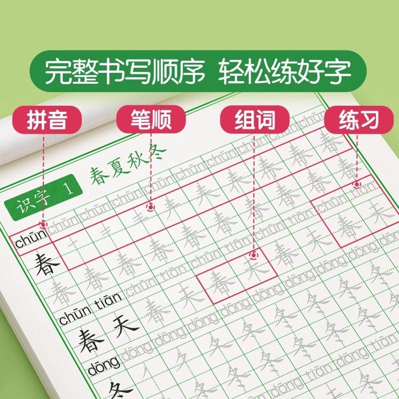 一年级上下册同步字帖人教版语文2024新版二三小学生专用练字帖每日一练生字组词练字本硬笔书法笔画笔顺描红楷书拼音四五六教材贴,淘宝优惠券,粉丝福利购,淘宝优惠卷