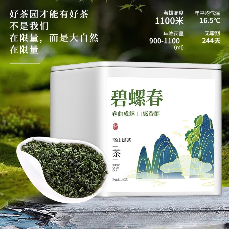 碧螺春茶叶2024新茶绿茶苏州明前浓香春茶嫩芽自己喝散茶罐装400g - 图0