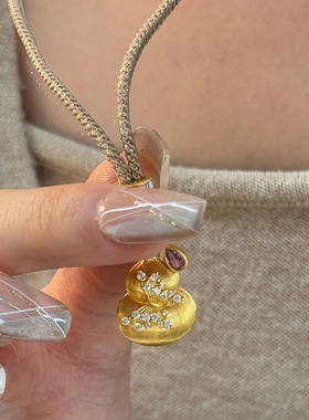 小众葫芦拉丝微镶清新立体项链