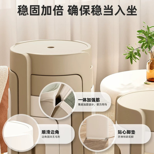 加厚塑料凳子可叠放风车凳家用摞叠餐桌板凳高圆凳胶凳子简约椅子 - 图3