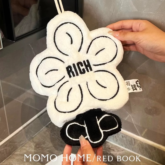 rich有钱花擦手巾挂式可爱超强吸水加厚毛巾手帕厨房卫生间速干