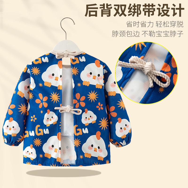 Children's smock a autumn and winter outer wear waterproof anti-dirty style boy and girl baby eating bib baby reverse wear protection