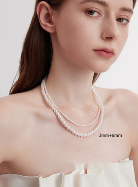 正圆强光小米珍珠项链女2026新款爆款小众设计颈链人造锁骨链白色