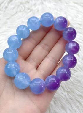 海蓝宝色手链手镯天空奶油蓝奶油体血沉爆款锦纶树脂紫外线变色镯