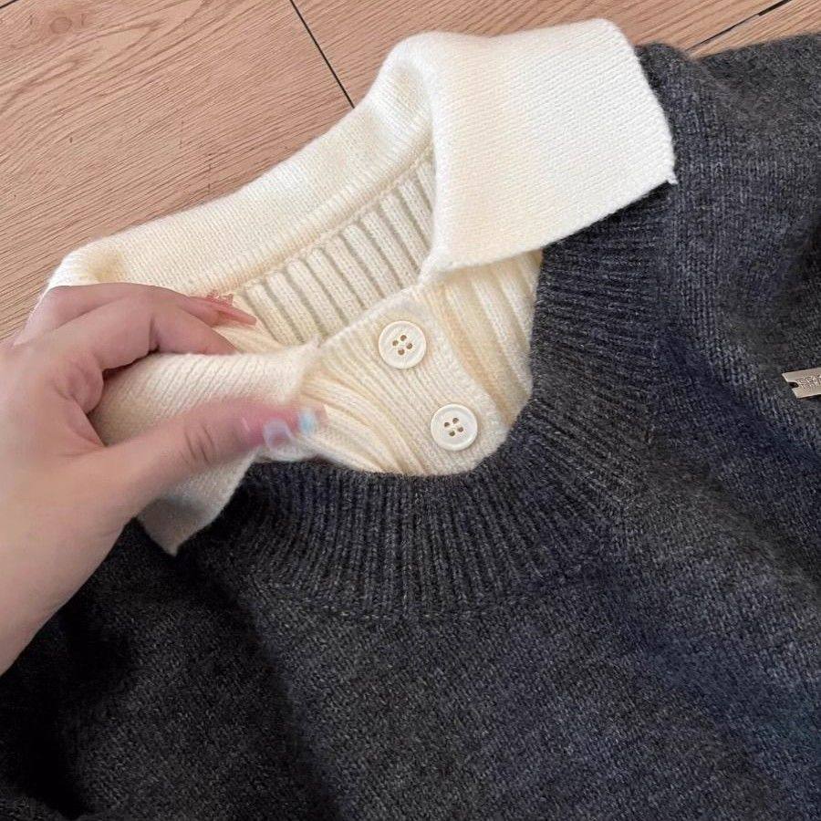 学院风领毛衣女秋冬季高腰两件套针织衫大码内搭上衣2025爆款,淘宝优惠券,粉丝福利购,淘宝优惠卷