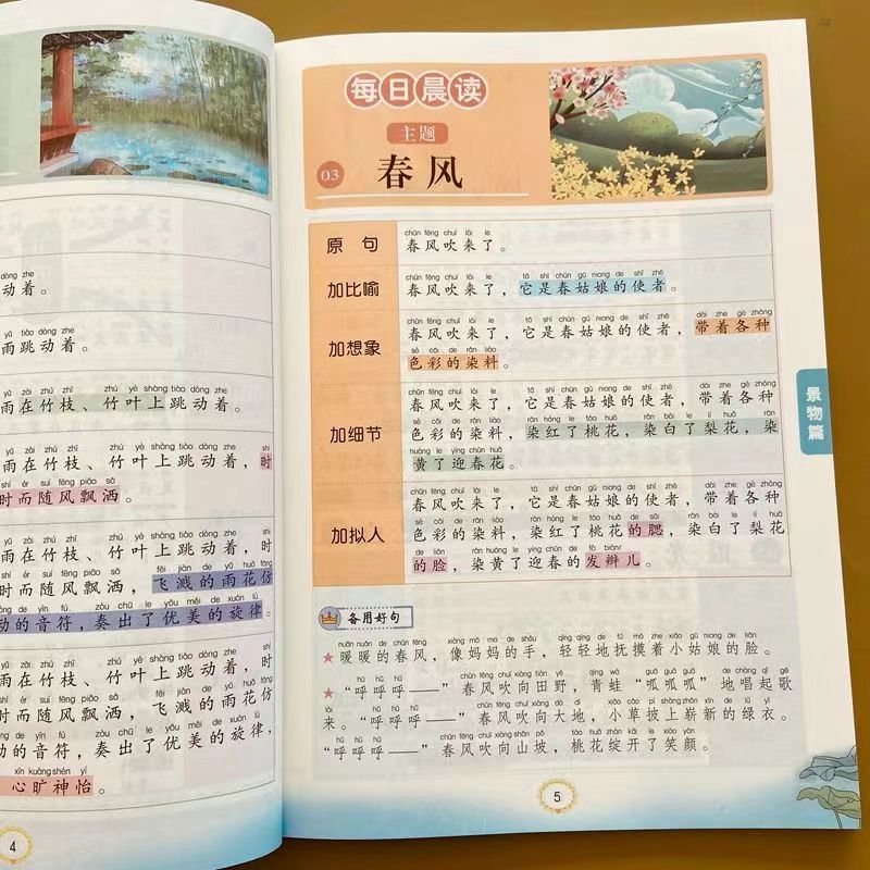 晨读小学生扩句法100篇337写作文六年级上册下册语文看图写话一读优美句子好词好句好段作文素材讲解阅读五感积累训练人教版文化 - 图1