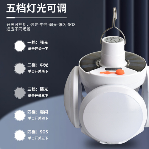 太阳能充电灯泡停电应急夜市摆摊家用LED超亮节能可折叠式足球灯