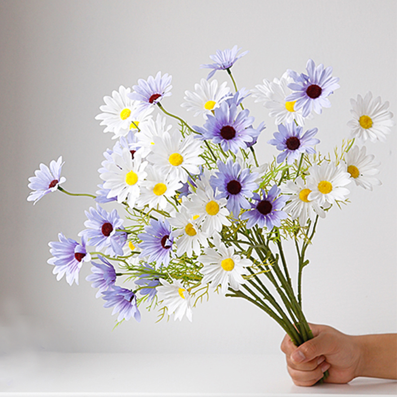 洋甘菊小雏菊假花仿真花客厅摆设餐桌花装饰花束摆件拍照道具桌面 - 图0