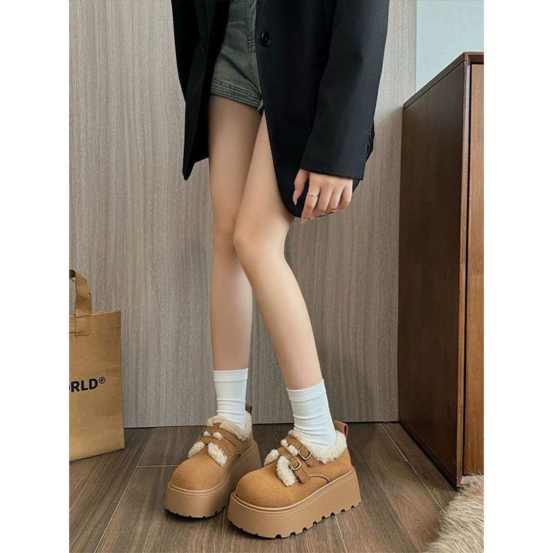 厚底内增高勃肯女鞋子加绒保暖毛毛鞋2025新款冬季雪地靴乐福棉鞋 - 图2