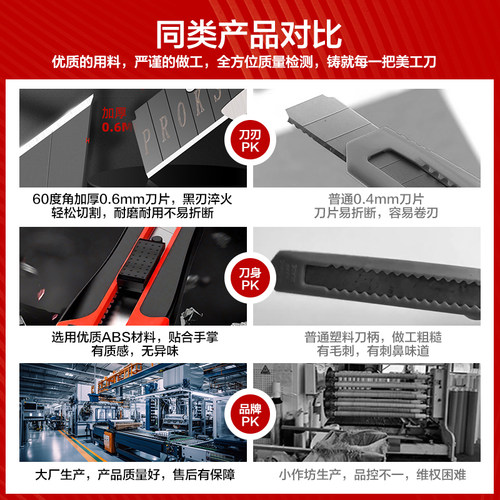 刀片美工刀壁纸刀工具刀美工重型刀架裁纸快递不锈钢切割工业用卡纸刀钢多功能墙纸拆箱耐用安全质量好包胶 - 图1