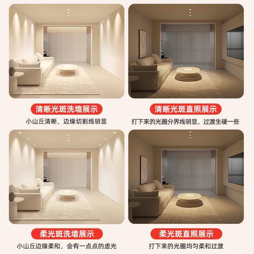 无边框非预埋led射灯筒灯嵌入式家用客厅小山丘洗墙灯深防眩护眼 - 图3