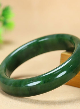 正品和田碧玉手镯真玉石镯子送妈妈女友老婆手饰礼物可鉴定多规格
