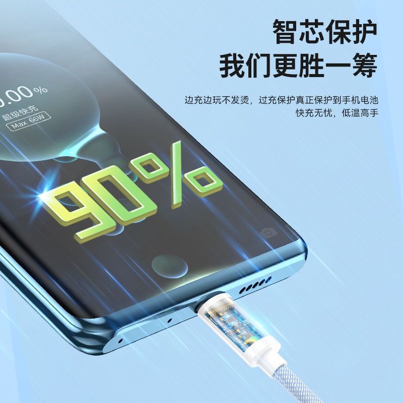 typec超级快充编织数据线6A安卓120w适用vivo/s16s17s18s19s20华为mate荣耀手机USB车载线传输充电线接口加长 - 图2