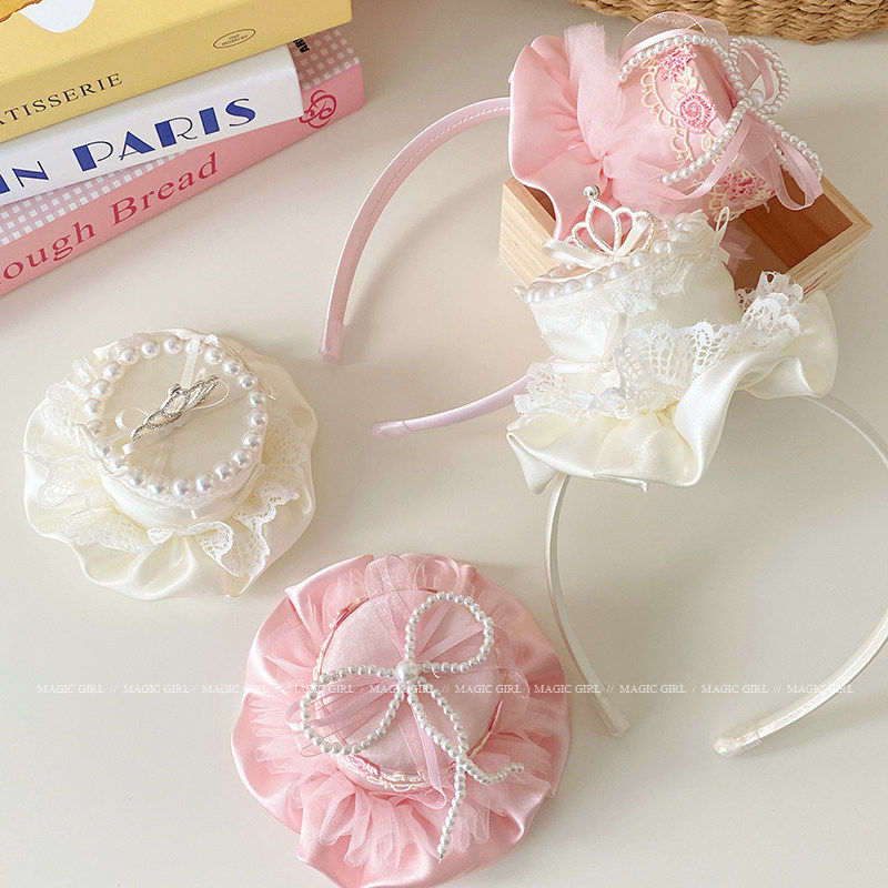 公主生日帽头饰立体珍珠蝴蝶结蛋糕发夹顶夹拍照氛围感发箍女帽子,淘宝优惠券,粉丝福利购,淘宝优惠卷