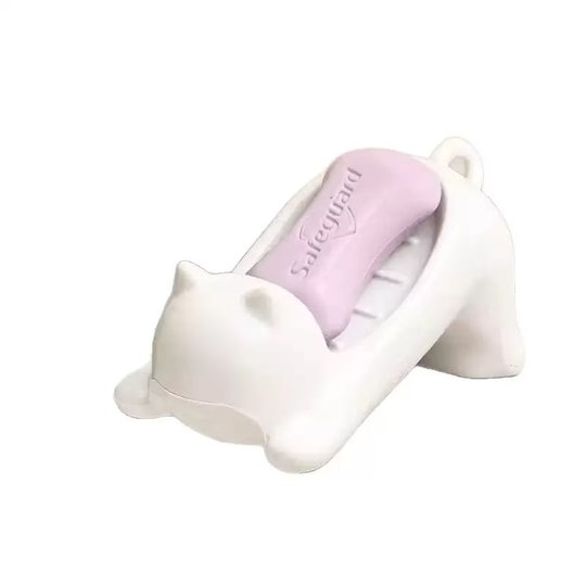 1 Cartoon-Seifenschale, niedliche Katzen-Seifenschale, kreativer Kunststoff-Seifenhalter, keine Wasseransammlung, Badezimmer-Seifenschale