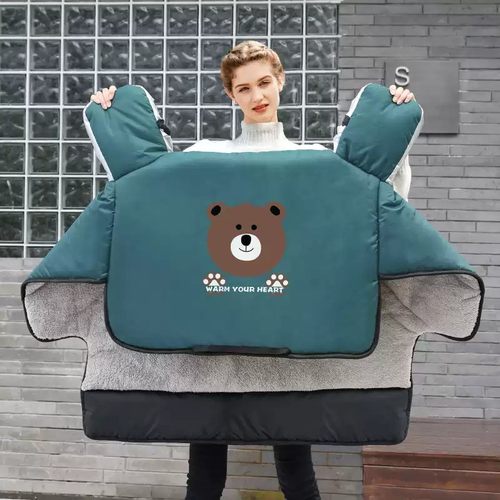 电动摩托车挡风被冬季加绒加厚防寒防水电车电瓶自行车春秋冬天罩 - 图0